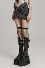 D Shaped Buckle Mesh Women's Steampunk Layered Skirt 2 Colors - Product - 10