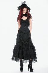Black Sleeveless Lace Irregular Lace-Up Women's Gothic Underbust Corset - Product - 11
