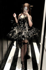 Black [Young Lady] Halterneck Sleeveless Multi-Layered Ruffle Bowknot Elegant Princess Gothic Lolita Dress - Product - 4