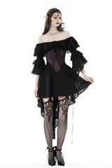 Purple Butterfly Embroidered Lace Women's Luxurious Royal Underbust Corset - Product - 6