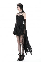 Black Ruffled Lace Splice Lace-Up Women's Gothic Overbust Corset - Product - 7