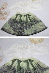 Green Grapes and Vines Print Bowknot Lolita Skirt - Product - 4