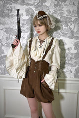 Pirate Series Navigation Treasure Hunting Guide High Waisted Embroidery Ouji Handsome Lolita Shorts 2 Colors - Product - 6