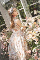 Cat Rose Tea Sleeveless Print Ruffle Bowknot Sweet Lolita Jumper Dress Version2 3 Colors - Product - 8