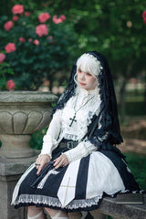 Black Paradise Cross Print Ruffle Sleeveless Gothic Lolita Dress - Product - 13