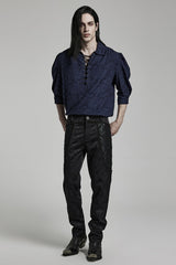 Black Jacquard 3D Print Lace Men's Gothic Pants - Product - 4