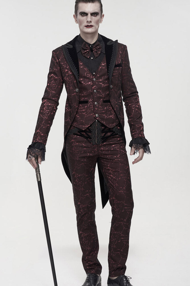 ine Gothic Glossy Pattern Drawstring Lace Decoration Men's Pants - Product - 12