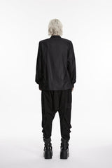 Black Stand Collar Long Sleeves Asymmetric Men's Punk Shirt - Product - 3