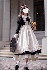 Black [Angelina] Doll Collar Long Sleeves Ruffle Bowknot Classic Vintage Elegant Lolita Dress - Product - 2