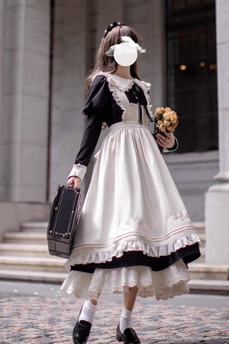 Black [Angelina] Doll Collar Long Sleeves Ruffle Bowknot Classic Vintage Elegant Lolita Dress - Product - 2