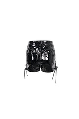 Black Stretch Shiny Panel Diamond Mesh Sexy Women's Gothic Shorts - Product - 8
