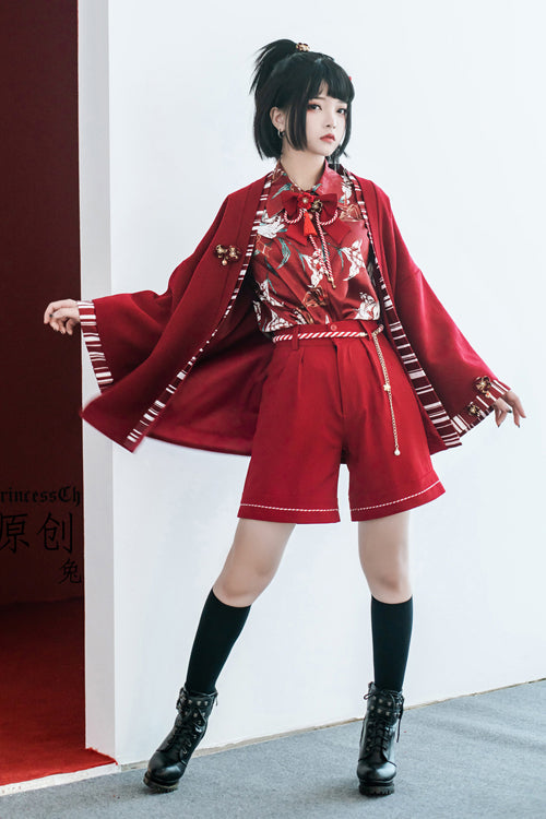 Red Original Lily Rabbit Ouji Lolita Shorts - Product - 2