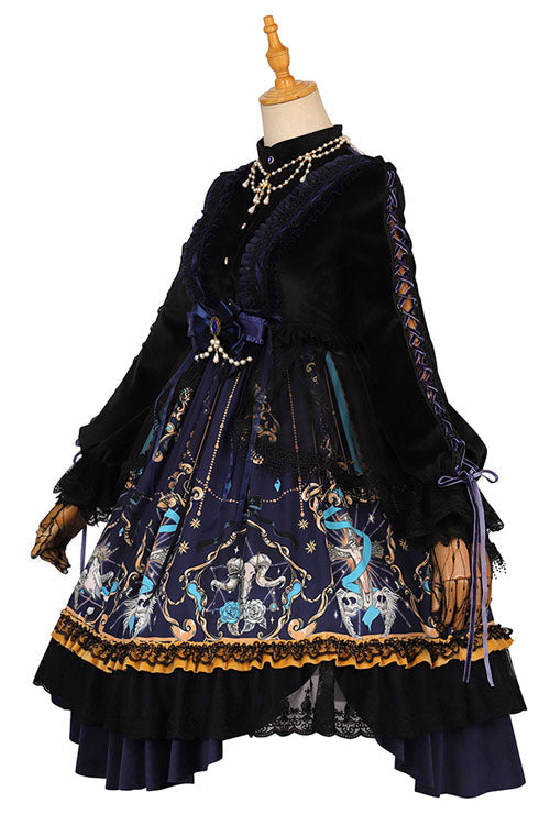 Black God's Salvation Long Sleeves Lace Ruffled Gothic Lolita OP Dress - Product - 8