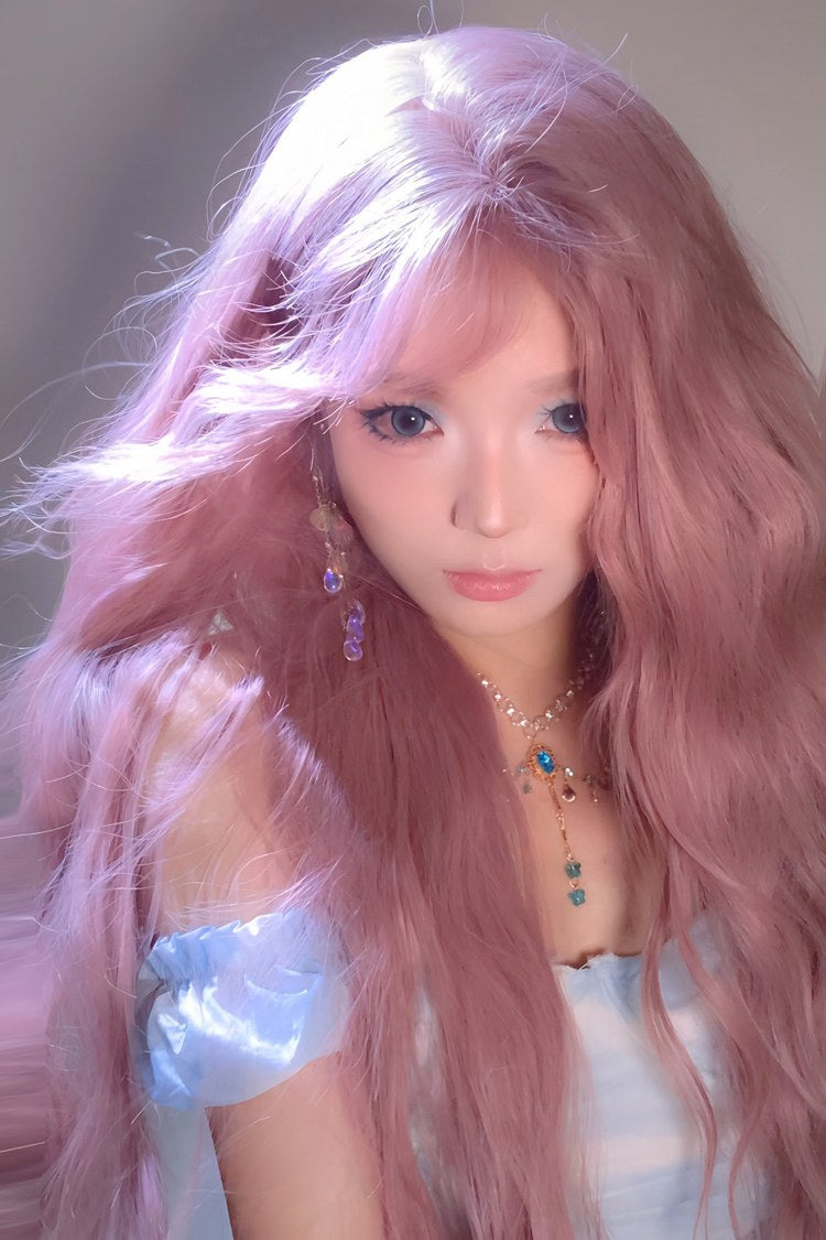 Sakura Pink Stylish Bangs Soft Curls Sweet Lolita Wig - Product - 4