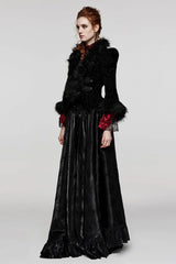 Women's V Collar Long Sleeves Faux Fur Stitching Gothic Coat 4 Colors - Product - 3