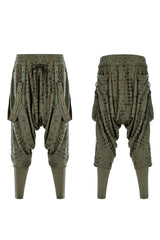 Green Ripped Men's Punk Sagging Pants with Straps - Product - 5