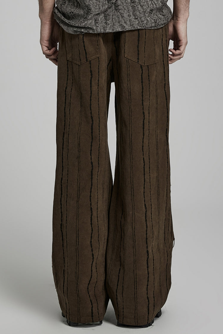 Metal Rivet Decoration Stitching Mesh Ripped Men's Steampunk Straight Pants 2 Colors - Product - 11