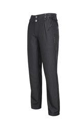 Black High Waisted Lace-Up Striped Men's Gothic Pants - Product - 7