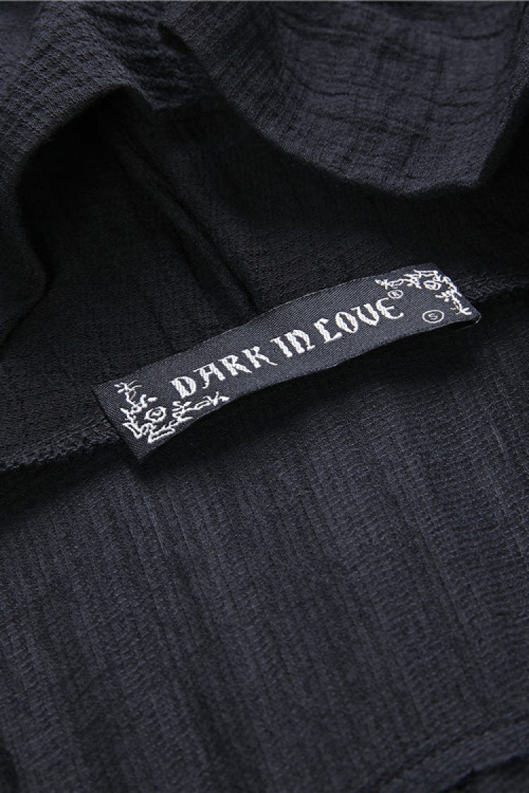 Black Long Sleeves Women's Grungy Gothic Vintage Hooded Coat - Product - 14