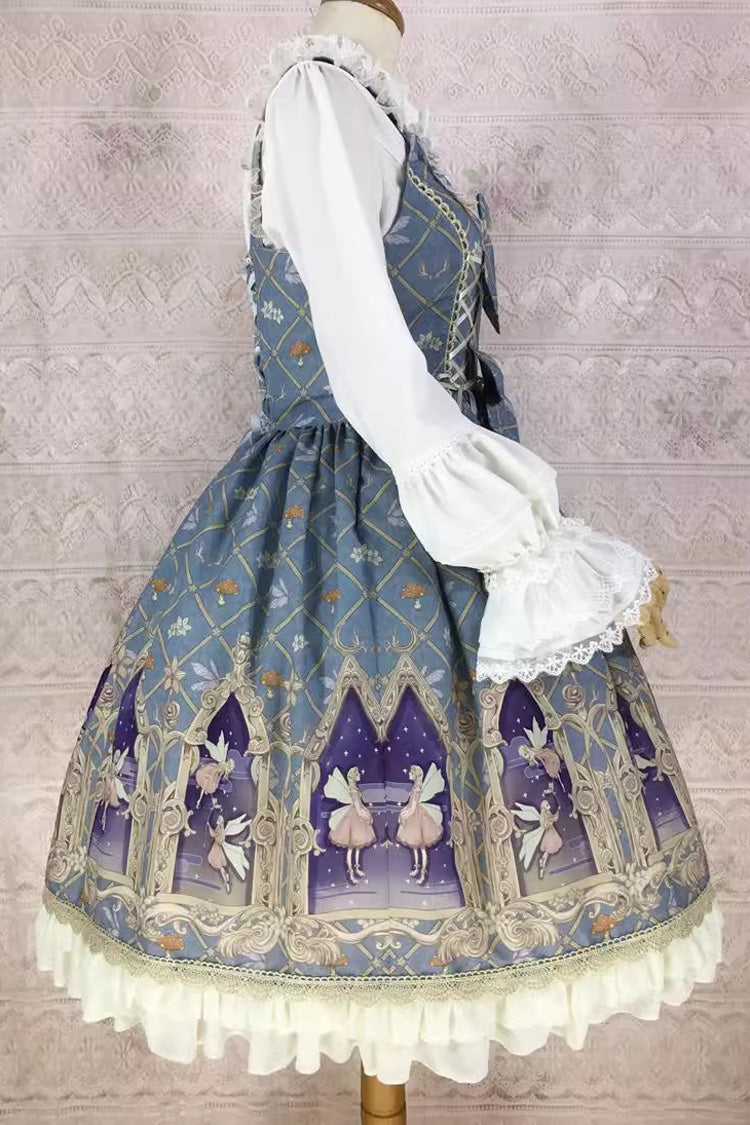 Dream Elf Print Ruffle Bowknot Sweet Lolita Jsk Dress 6 Colors - Product - 7