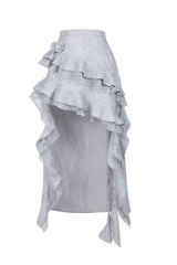 Silver Grey [Twilight] Ruffle Lace Irregular Gothic Witch Lolita Fishtail Skirt Set - Product - 6