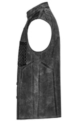 Grey Stand Collar Stitching Men's Punk Vest - Product - 6