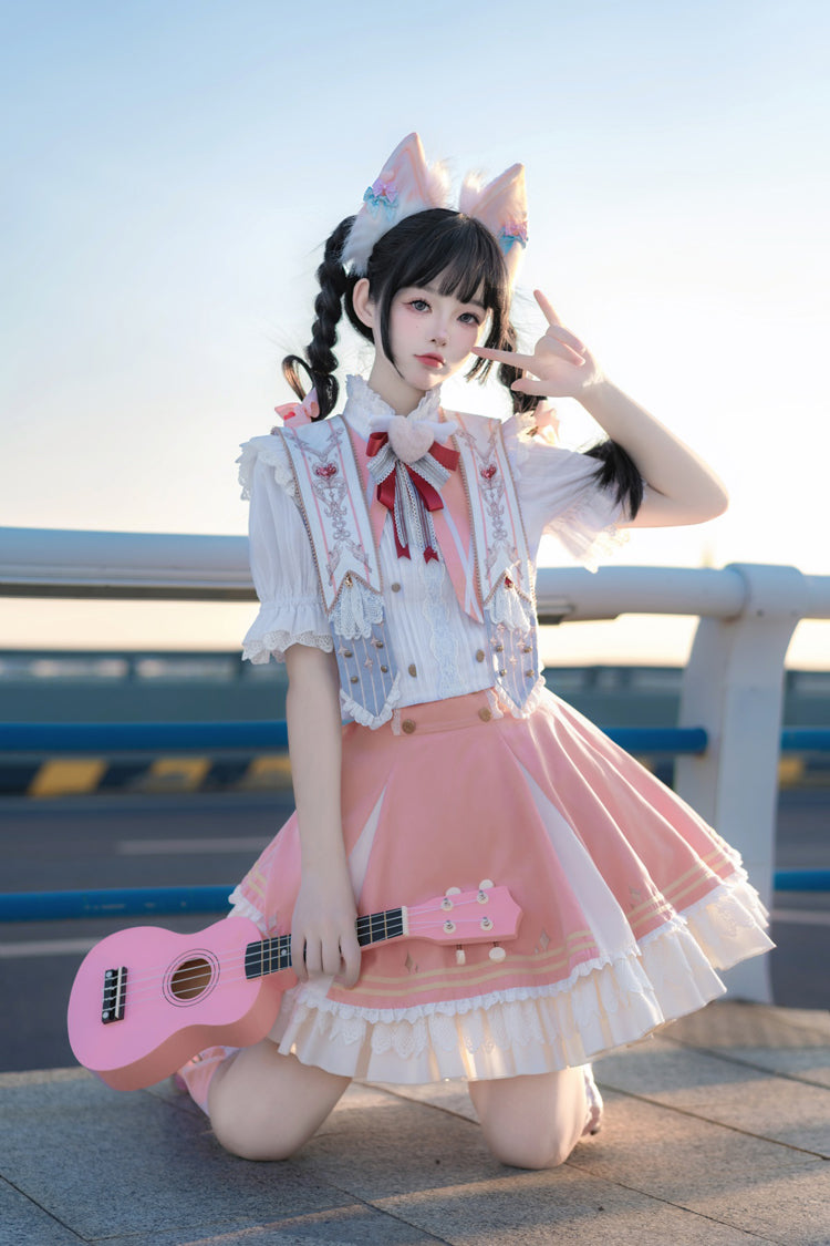 Pink [Messenger of Heaven] Ruffle Sweet Princess Lolita Skirt - Product - 12