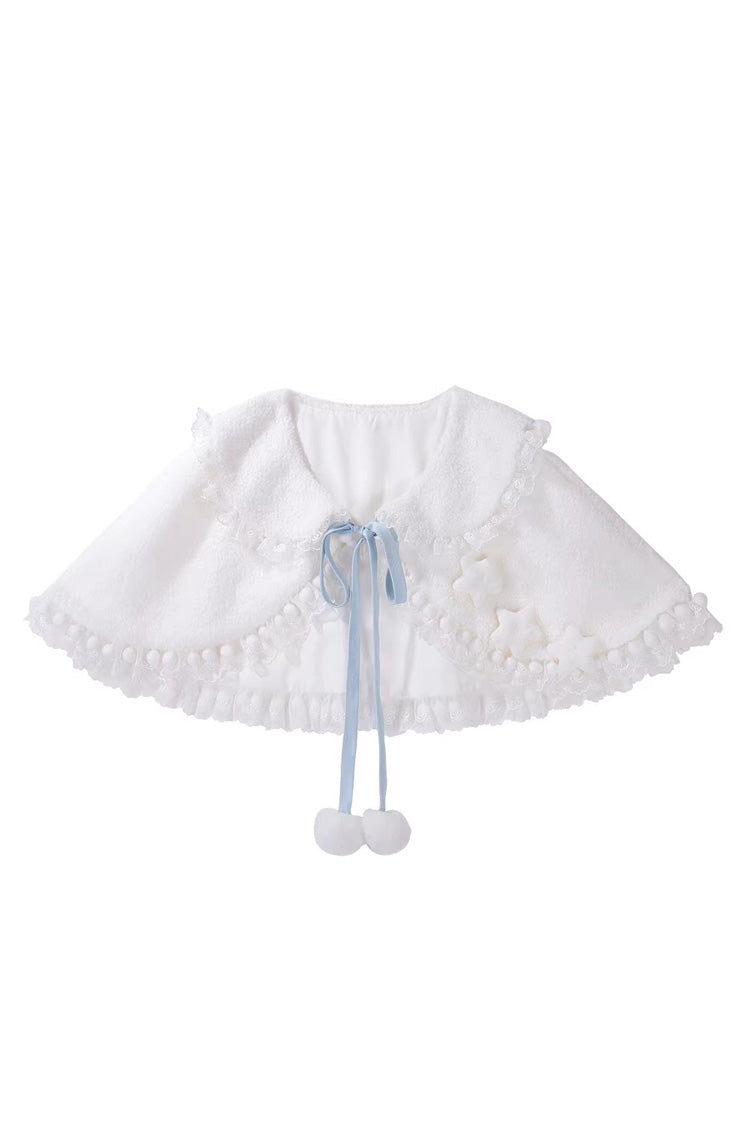 Blue [Cloud Dreamland] Cut-Out Embroidered Bow Lace Asymmetric Sweet Elegant Lolita Jsk Dress Set - Shawl(Only) - 10