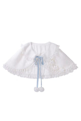 Blue [Cloud Dreamland] Cut-Out Embroidered Bow Lace Asymmetric Sweet Elegant Lolita Jsk Dress Set - Shawl(Only) - 10