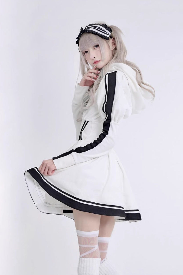 Japanese Long Sleeves Ruffle Bowknot Punk Jirai Kei Sweater Dress 3 Colors - Product - 11