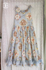 Cat Rose Tea Sleeveless Print Ruffle Bowknot Sweet Lolita Jumper Dress Version2 3 Colors - Product - 3