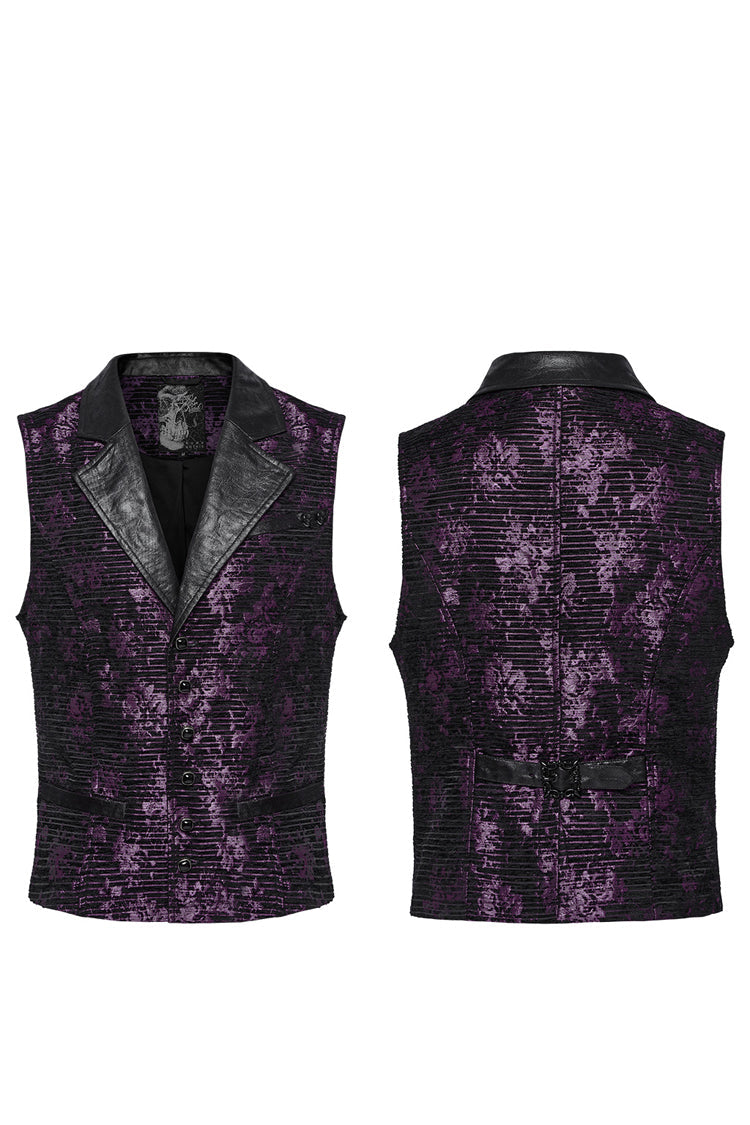Violet V Collar Sleeveless Print Skull Buckle Men's Gothic Vest - Product - 5