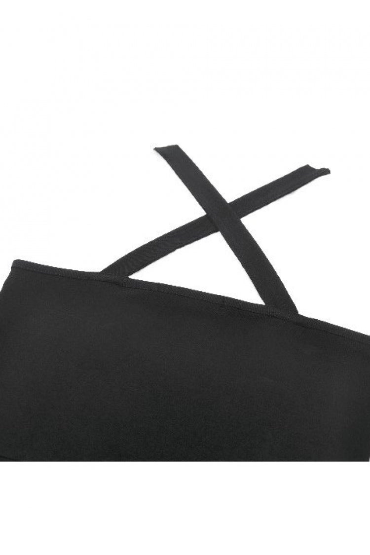 Black Cross Straps Cut-Out Women's Sweet Balletcore Mini Slip Dress - Product - 14