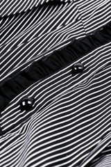 Black/White Lapel Collar Long Puff Sleeves Women's Gothic Striped Preppy Style Dress - Product - 18