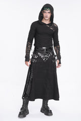 Black Patent Leather Splice Split Men's Punk Skirt - Product - 5