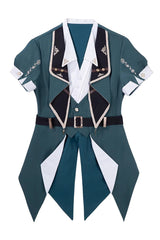 Black/Green [Anlexia Bookstore] Square Collar Short Sleeves Embroidered Studded Gothic College Style Prince Handsome Ouji Lolita Set - Top(Only) - 12