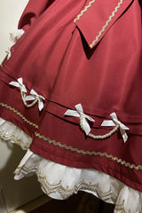 Red [Miss Flando of the New Year] Long Sleeves Ruffled Bow Sweet Lolita Dress - Product - 7