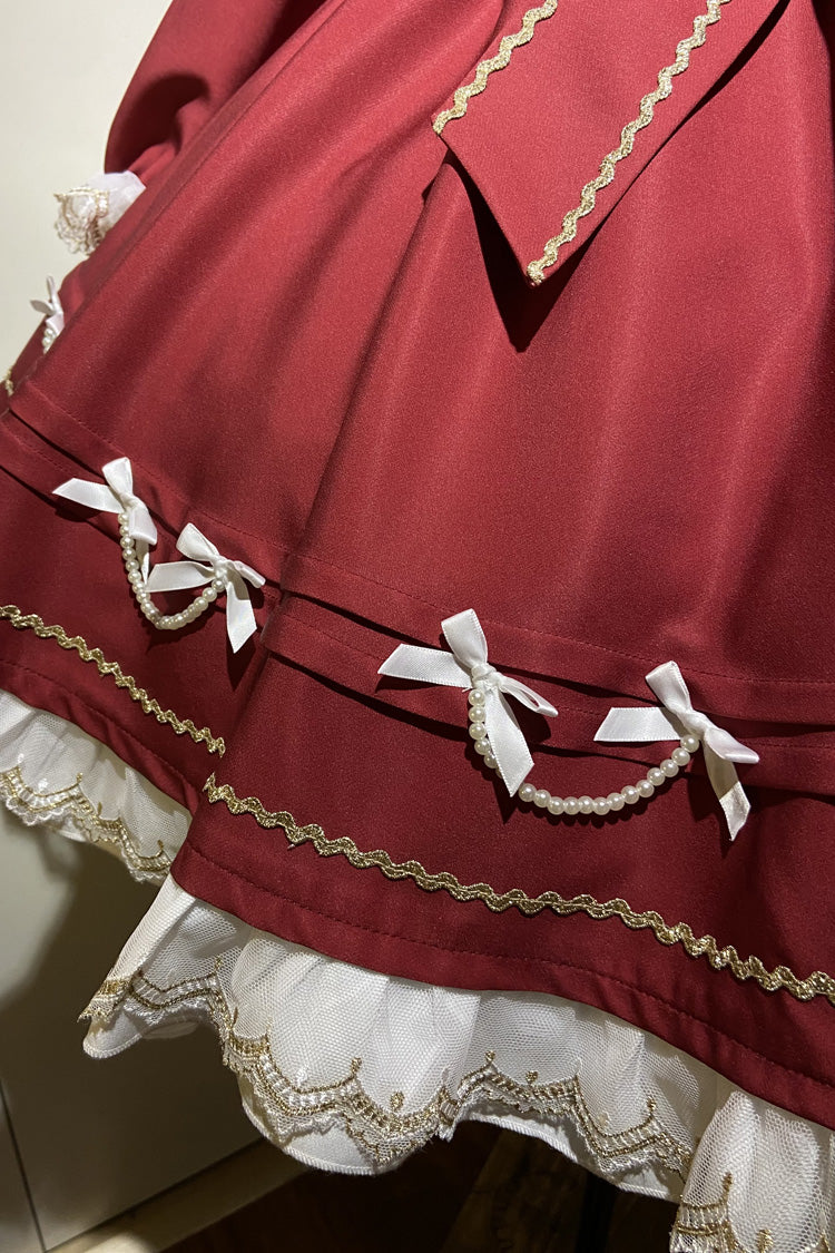 Red [Miss Flando of the New Year] Long Sleeves Ruffled Bow Sweet Lolita Dress - Product - 7