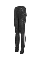 Black Jacquard Print Stitching Lace Women's Punk Pants - Product - 8