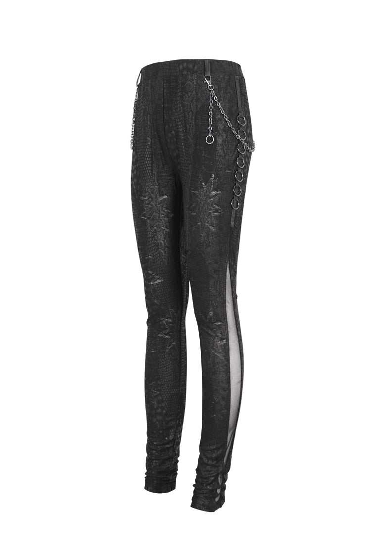Black Jacquard Print Stitching Lace Women's Punk Pants - Product - 8