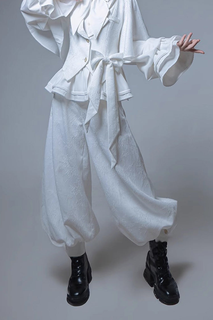 White Rabbit Hunting White Moonlight Edition Vintage Ouji Fashion Lolita Trousers - White - 1