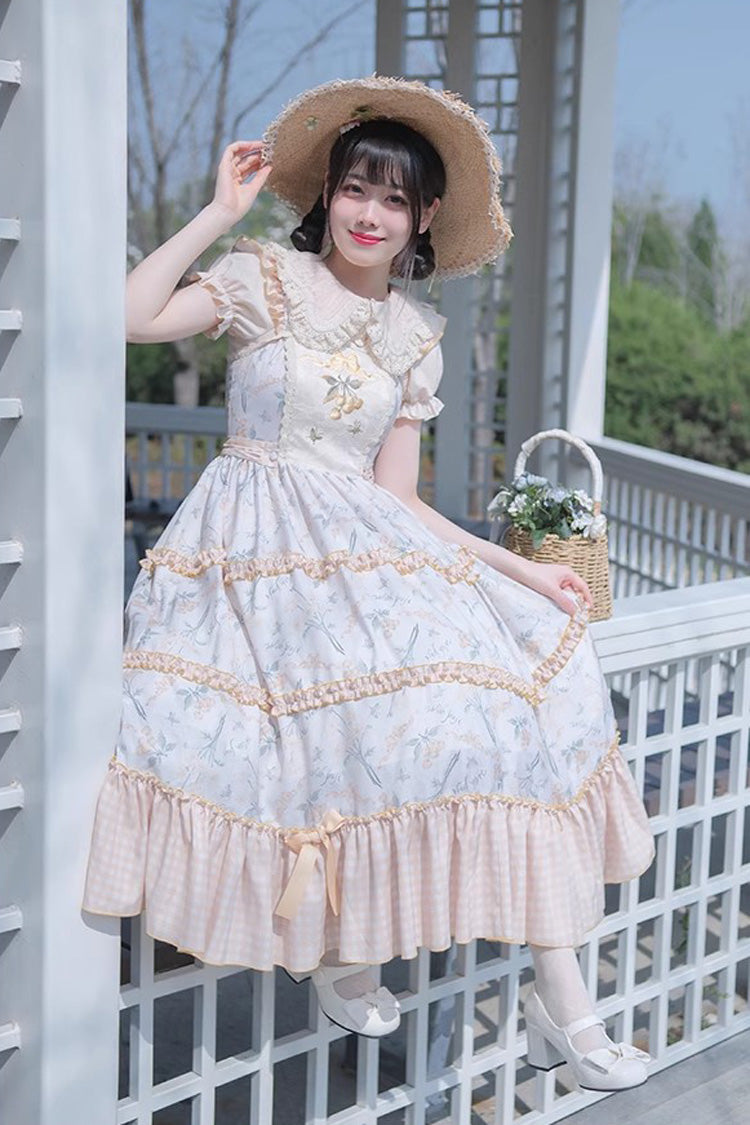 Multi-Color Midsummer Print Ruffle Embroidery Sweet Lolita Jsk Dress - Product - 4
