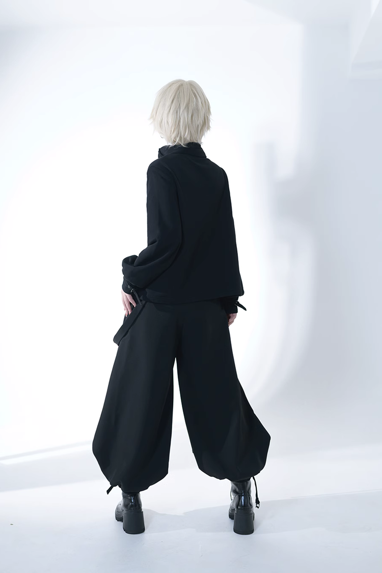 Black Functional Rabbit Cool and Handsome Ouji Lolita Set - Product - 8