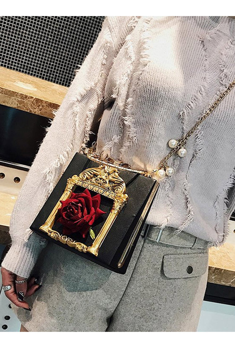 Rose Pearl Chain Retro Gothic Lolita Shoulder Bag - Product - 9