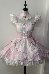 Pink [Ram Rem] Ruffle Bowknot Sweet Japanese Lolita Jsk Dress Set - Product - 2