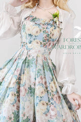 Multi-Color [Forest Basket] Green Field Flowers Print Bowknot Sweet Elegant Lolita Jsk Dress - Product - 3