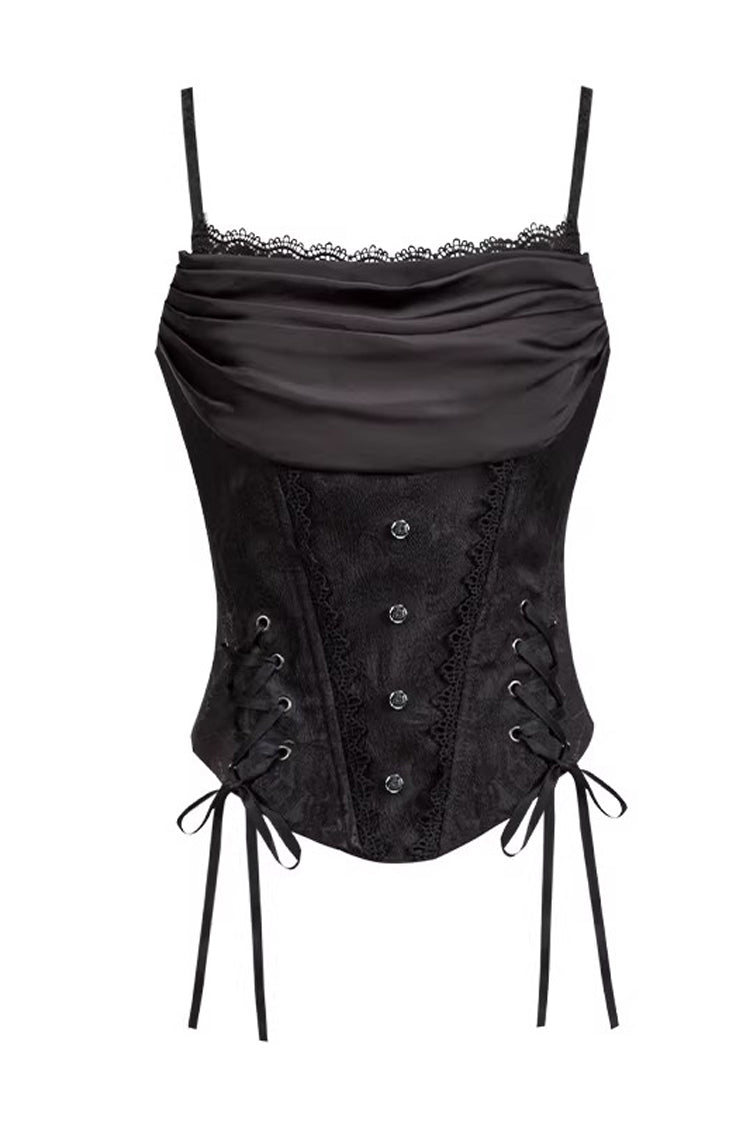 Black  [Letters & Poems · Twilight] Multi-Layered Jacquard Ruffled Witch Gothic Lolita Skirt 2 Versions - Corset(Only) - 25