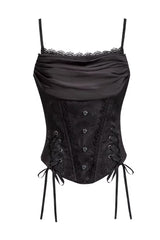Black  [Letters & Poems · Twilight] Multi-Layered Jacquard Ruffled Witch Gothic Lolita Skirt 2 Versions - Corset(Only) - 25