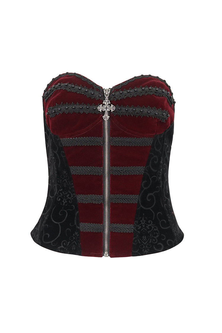 Black/Red Lace Up Women's Gothic Corset - Product - 7