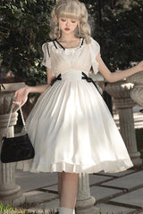 White Moonlight March Chiffon Short Sleeves Ruffle Sweet Lolita Dress - Product - 3